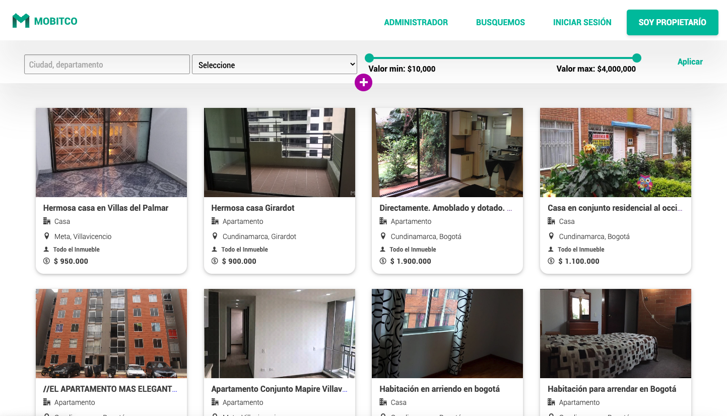 Vista del proyecto Mobitco